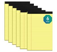Notepad A5 College Ruled Notepads, Pack of 6 Yellow Paper Pad Lined, Writing Pad Lined A5 Slim Ruled Paper Notepads 30 Sheets Per Writing Pad for School, Home, Office