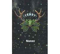Notes: 6x9 | Pagan Notebook with lined and dot grid pages to record spells, ideas and inspiration. Moon Phases | Green Man | Christmas Gift| Stocking Filler