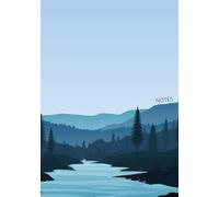 Notes: 7x10 Inches | 100 Pages | Blue Forest River Skyline Design | A stylish lined notebook perfect for daily notes, journaling, work, and school