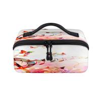 Notes Butterfly Flowers Travel Makeup Bag Portable Colorful Notes Musical Waterproof Pouch Open Flat Toiletry Bags Toiletries Cosmetics Traveling Organizer for Women Men