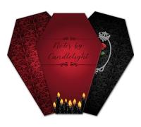 Notes By Candlelight 3 Pack Thread Bound Coffin Shaped Notebooks - Lined | 60 Pages Each, 180 Total (90 sheets) - Witchy and Gothic Stationery, Subject Composition Workbook