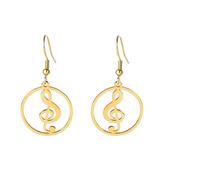 Notes Music Dangle Earrings Stainless Steel Round Earring for Women Fashion Music Note Jewelry Make a Wish Korean