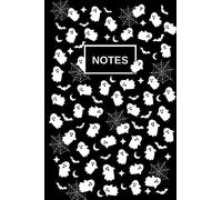 Notes: Notebook, Halloween, Fall, Autumn, Spooky season, cute ghost design note pad black A5
