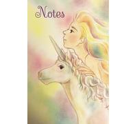 Notes Notebook with a Beautiful Girl Riding a Unicorn on Cover 100 Lined Wide Ruled Pages 6 x 9 Inches: Great gift for kids, students, college, women, teachers...