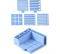 Notes Organizer Storage Box With Pen Holder For 3x3 And 4x4 Pads Modern Solid Color Abs Plastic Desktop Supply Station For Home Office School Blue(Blue)