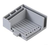 Notes Organizer Storage Box With Pen Holder For 3x3 And 4x4 Pads Modern Solid Color Abs Plastic Desktop Supply Station For Home Office School Blue(Gray)
