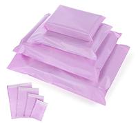 NOTEZMATE 100pcs Plastic Parcel Bags,Mixed 4 Sizes Postage Bags Self Seal Packing Tamper-Proof Poly Postage Mail Sacks Envelopes Mailers to Assorted Mailers Posting Shipping Post,Baby Pink