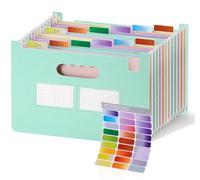 NOTEZMATE 13 Pocket Accordion File Wheat Straw,Upright & Open Top Expanding Filling Folder,Monthly Paperwork Document Organiser with Vibrant Coloured Pages and Index Tabs for School,Home and Office