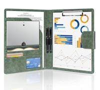 NOTEZMATE A4 Clipboard Folder with 2 Pen,Portfolio Clip Board with Magnetic Closure,Conference Folder Padfolio Folio Case Business with A4 Date Paper for Organizer Office Travel School(Dark Green)
