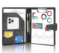 NOTEZMATE Clipboard Folder DIN A5 with 2 Pen,PU Leather Portfolio Organiser A5 Folio Clip Board,Magnetic Closure Conference Folder Document with Cover,Paper for Business Conference Meetings