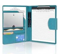 NOTEZMATE Portfolio Clip Board with Magnetic Closure, A4 Clipboard Folder with 2 Pen, Conference Folder Padfolio Folio Case Business with A4 Date Paper for Organizer Office Travel School(Turquoi)