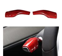 Notherss JSWAN Carbon Fiber Steering Wheel Column Shift Paddle Cover Gear Fit for Tesla Model 3 Model Y Lever Accessories Shift Knob Collars Decorative Cover (Red)