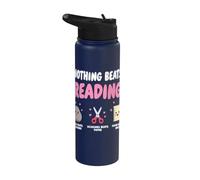 Nothing Beats Reading Funny Rock Paper Scissors Book Lover Stainless Steel Insulated Water Bottle