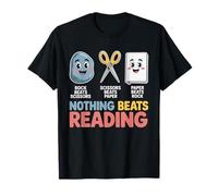 Nothing Beats Reading Paper Rock Scissors Pun T-Shirt