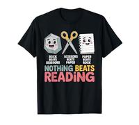 Nothing Beats Reading Paper Rock Scissors Pun T-Shirt