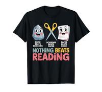 Nothing Beats Reading Paper Rock Scissors Pun T-Shirt