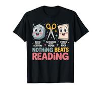 Nothing Beats Reading Paper Rock Scissors Pun T-Shirt