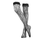 Nothing but Love Stockings Fishnet Stockings with Lace Design Women Overknee Stockings Over Knee Stockings, black, XS/S