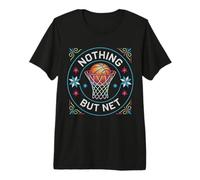 Nothing But Net Basketball Folk Embroidery Cross Stitch Premium T-Shirt