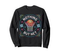 Nothing But Net Basketball Folk Embroidery Cross Stitch Sweatshirt
