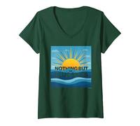 Nothing But The Blue Skies - Sunny Optimism V-Neck T-Shirt, Women, Forest Green, L