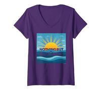 Nothing But The Blue Skies - Sunny Optimism V-Neck T-Shirt, Women, Purple, XL