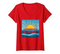 Nothing But The Blue Skies - Sunny Optimism V-Neck T-Shirt, Women, Red, XXL