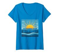 Nothing But The Blue Skies - Sunny Optimism V-Neck T-Shirt, Women, Sapphire, L