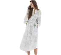 NOTHING FITS BUT Muslin Gauze Robe Maternity Gown, Women’s Cotton Classic Nursing Robe, Puffed Sleeves, Baby Blue, One Size