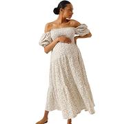 NOTHING FITS BUT Women's Classic Nursing Kiko Dress, Modal Muslin Kiko Maternity Gown, Casual Maternity Dress, ICHIKA wear, S