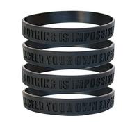 Nothing Is Impossible, Exceed Your Own Expectations Motivational Silicone Wristbands, Rubberband Bracelets for Fitness, Workouts, Exercise, Basketball, Lifting, Team Sports