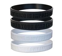 Nothing is Impossible, Exceed Your Own Expectations Motivational Silicone Wristbands, Rubberband Bracelets for Fitness, Workouts, Exercise, Basketball, Lifting, Team Sports