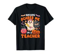 Nothing Scares Proud I'm A Teacher Halloween Boo Floral T-Shirt