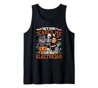 Nothing Scares Proud I'm An Electrician Halloween Skeleton Tank Top