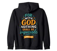 Nothing Shall Be Impossible Luke 1 37 - Vintage Christian Zip Hoodie