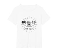 Nothing to See Here Eye Graphic Sarcastic Humor, T-Shirt, Women's Plus, White, 6X