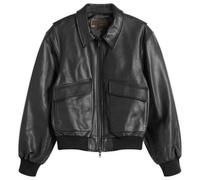 Nothing Written Women's Classic Leather Flight Jacket Black Medium