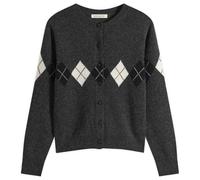 Nothing Written Women's Heritage Argyle Knit Cardigan Dark Gray Large
