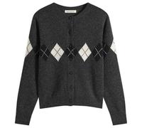Nothing Written Women's Heritage Argyle Knit Cardigan Dark Gray Medium