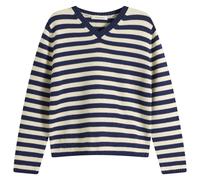 Nothing Written Women's Molly V-Neck Pullover Ivory Stripe Medium