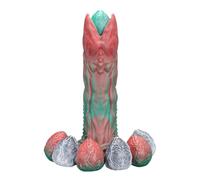 Nothosaur Audrey II 5.7" Fantasy Realistic Ovipositor Dildo Fantasy Monster Dildo Parasitic Birth with Strong Suction Cup G-Spot Adult Sex Toy for Men Women Couple with Egg Models and Booster - Green