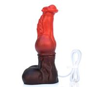 Nothosaur FAXI with Cum Tube 8.3" Realistic Huge Fantasy Monster Tube Dildo with Strong Suction Cup Knot Middle Swelling for G-Spot Anal Prostate Vagina Sex Adult Toys for Men Women and Couple - Red
