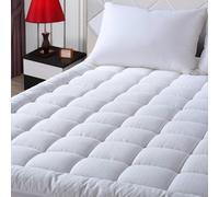 Nothren Luxe Extra Deep Mattress Topper 10cm - Box Stitched Quilted Microfiber, Hypoallergenic, Easy Fit Elasticated Straps, Super Soft Comfort, Machine Washable,Hotel Quality (King)