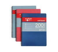Noti A4 Jot-On Notebook Wirebound, Ruled & Perforated, 200 pages, Assorted Colours, Pack of 3