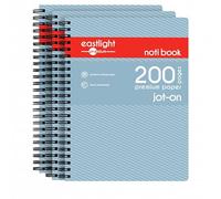 Noti A5 Metallic Blue Jot-On Writing Notebook Pack of 3 - 200 Pages, 80gsm 8mm Ruled Paper, Side-Perforated Sheets, Durable Notepad for Everyday Note-Taking