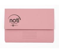 Noti Premium Document Wallet Foolscap, 100% Recycled Paper, 285gsm Manilla, Pink, Pack 25