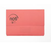 Noti Premium Document Wallet Foolscap, 100% Recycled Paper, 285gsm Manilla, Red, Pack 25