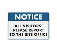 Notice All Visitors Please Report To The Site Office Retro for Home Garage Farm Garden Bar Coffee Kitchen Wall Decor Tin Sign 8x12 Inch