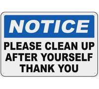 Notice Attention Please Clean Up After Yourself Metal Tin Sign Aluminum Warning Signs For Indoor & Outdoor Yard Lawn Sign Home Decor 8x12 inch