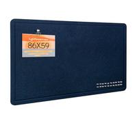 Notice Board, 86 x 59 cm Felt Board - Decorative Notice Board, Cork Board Alternative for Wall, Foldable Picture Board with Self-Adhesive Vision Board Prayer Board and 20 Push Pins - Dark Blue